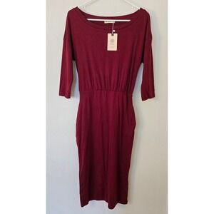 Moyabo Dress NWT Womens Small Maroon Elastic Waist Has Pockets